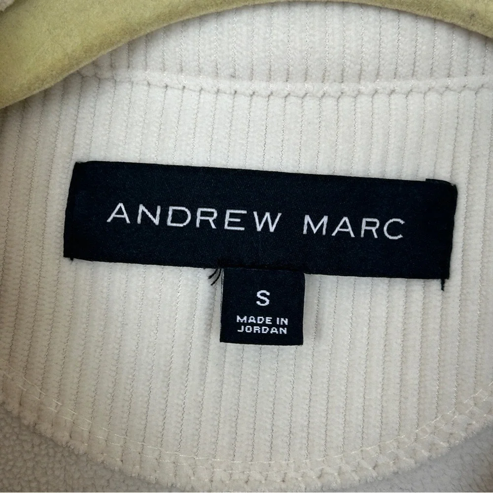 Andrew Marc Cream Ribbed‎ Jacket Women's Small Full Zip Quiet Luxury Minimalist